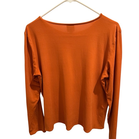 Eileen Fisher 100% Silk Long Sleeve Scoop neck staple Orange Top L - Picture 2 of 4